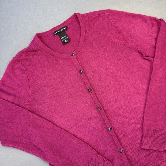 New York Company Sweaters - New York Co. Magenta Button-Up Cardigan Rhinestone Buttons Women's Size Medium